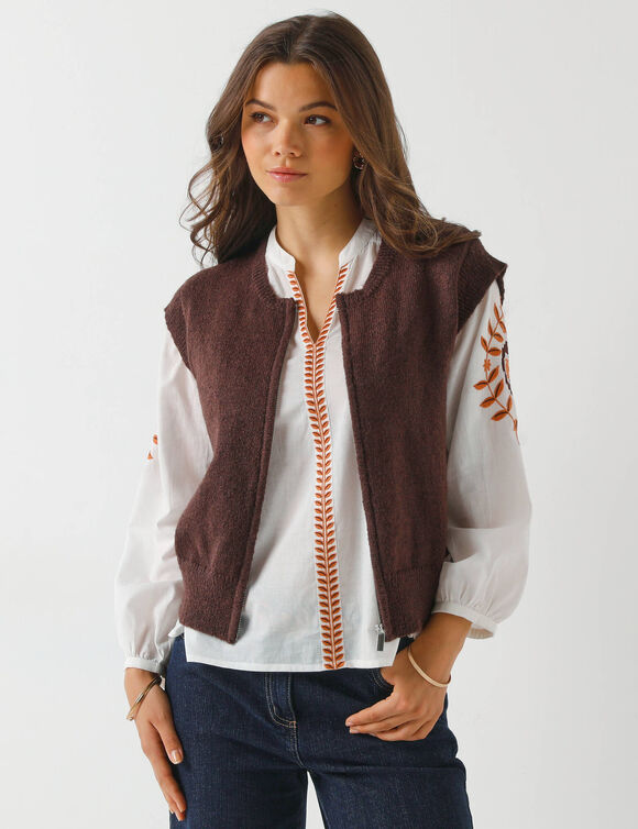 Gilet zippé sans manches (chocolat) Gilet zippé sans manches (chocolat)